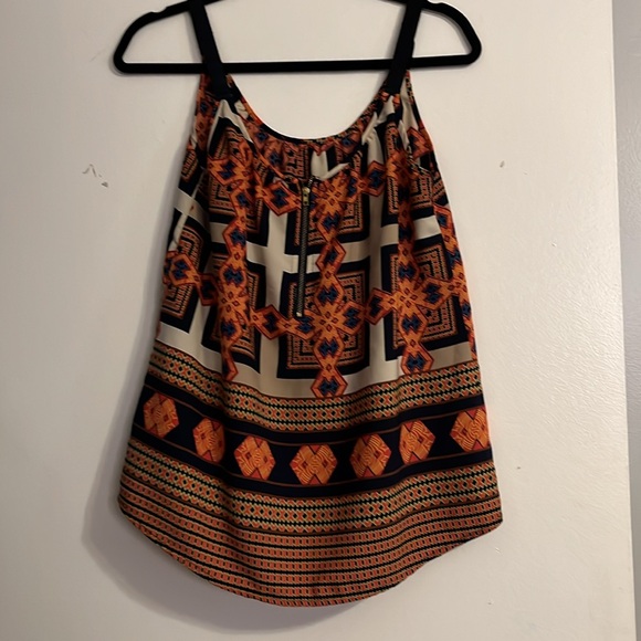 Pixley - S Orangish Red Tank w/ Blue, Tan, - Picture 2 of 4